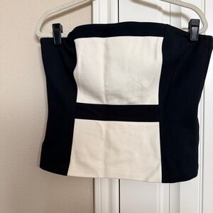 WHITE HOUSE BLACK MARKET Black & White Strapless Bustier Corset Top Size 12 NWT
